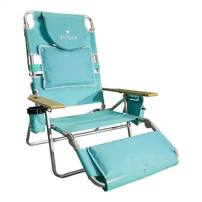 Ostrich - The Deluxe 3N1 Lightweight Outdoor Beach Lounge Chair w/ Footrest, Aqua