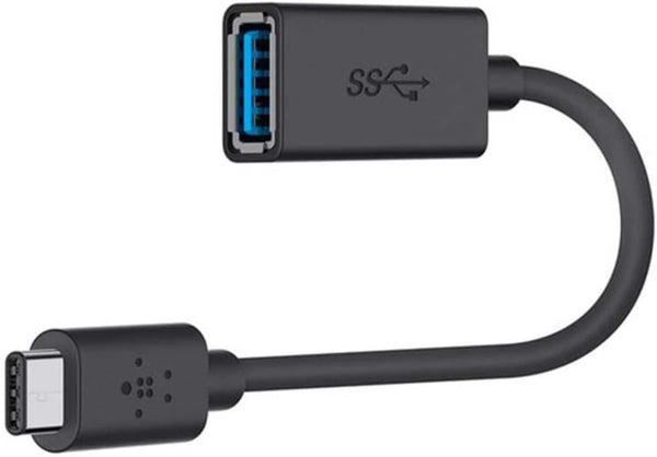 Belkin - USB-C to USB 3.0 Adapter with Charging and 10Gbps Data Transfer, Compatible with Apple and Chromebook Devices 5-Inch - Black