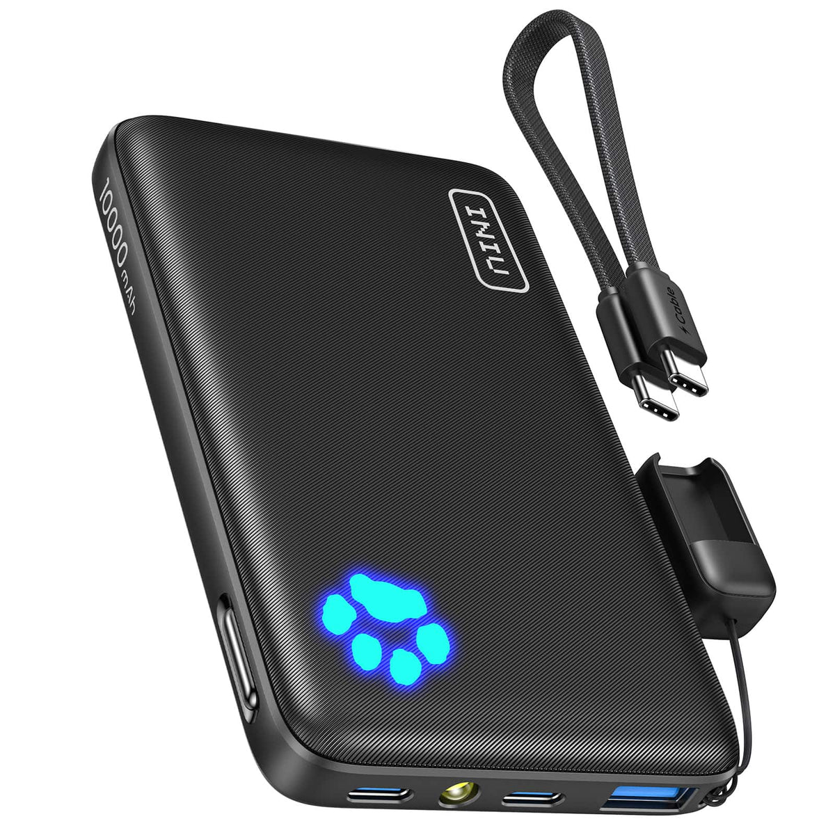 INIU - Portable Charger, Compact 10000mAh PD 22.5W Power Bank for iPhone, Samsung etc - Black