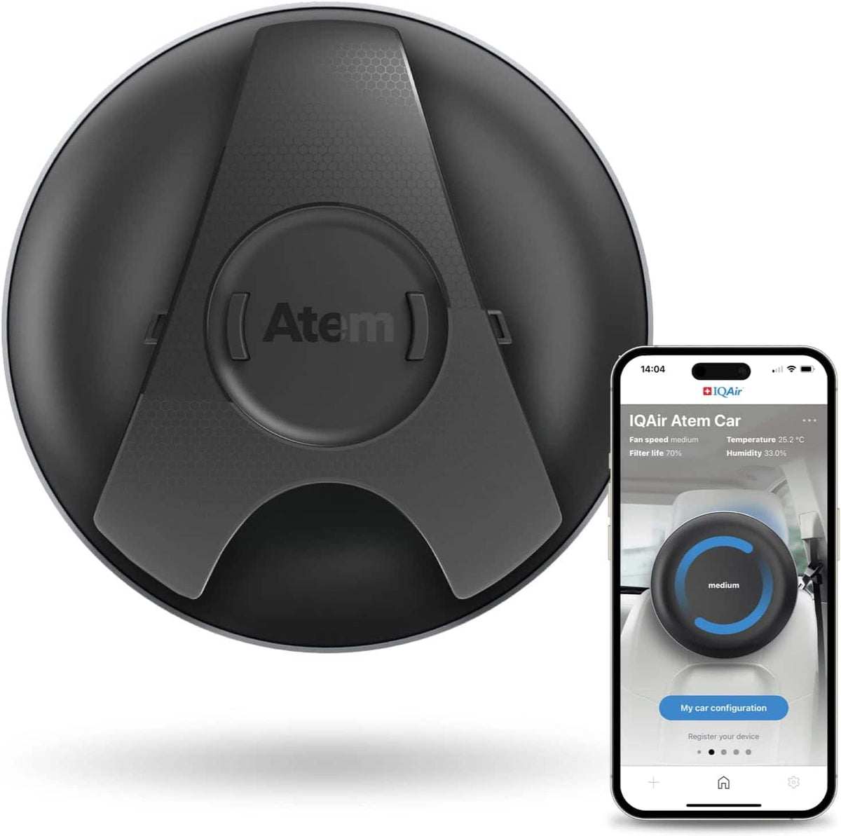 IQAir - Atem Car Portable Air Purifier - Black