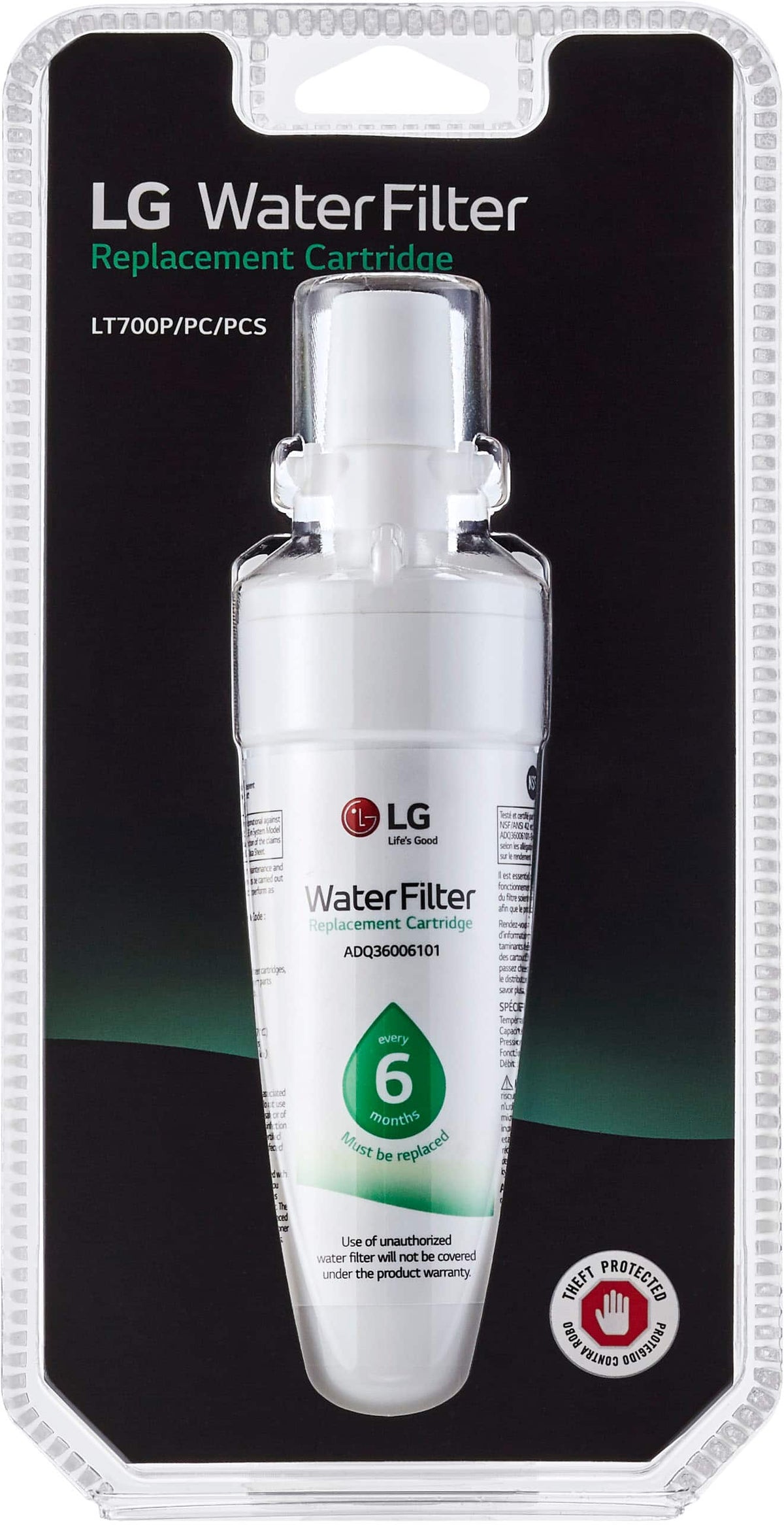 LT700P/LT700PC Water Filter for Select LG Refrigerators - White