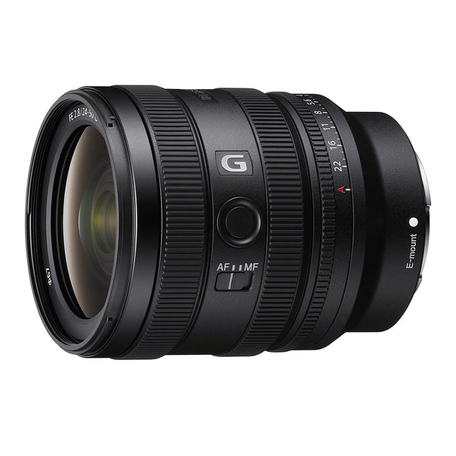 Front. Sony - Sony FE 24-50mm F2.8 G  Standard zoom lens for E-mount Cameras - Black.