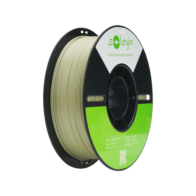 soleyin  
SHOW YOUR INFINITE POSSIBILITY  

Product: Soliyin Ut PA  
Colour: Green  
Diameter: 1.75mm  

Net Weight: 1.2kg  
Print Temp: 190-230°C  
Print Speed: 30-90 mm/s