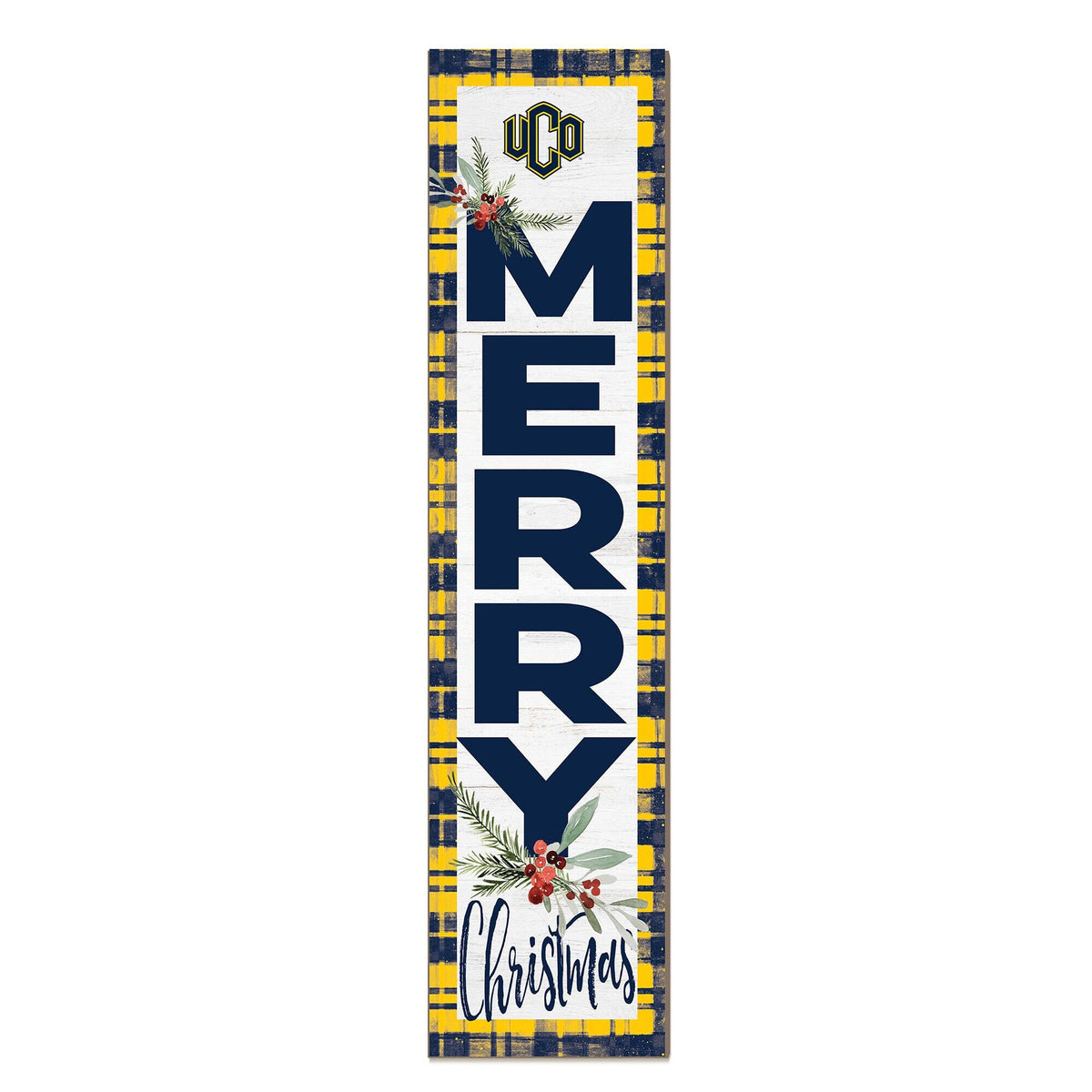 Jardine - Central Oklahoma Bronchos 12'' x 48'' Outdoor Merry Christmas Leaner - White