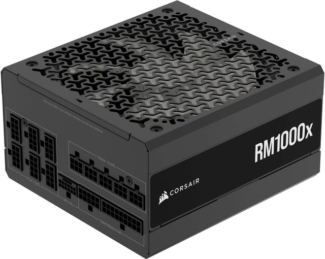 Corsair RM1000x is a powerful computer component that serves as a power supply unit. It is designed to provide efficient and reliable power to the motherboard and other components of a computer system. The RM1000x features a sleek black design and is equipped with a high-quality fan to ensure proper cooling. It is compatible with both SATA and PATA drives, making it suitable for a wide range of computer systems.