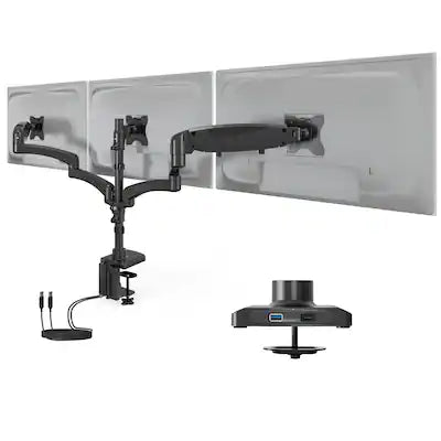 Mount-It! - Triple Monitor Desk Mount with Gas Spring Arms for Monitors up to 32″ with USB-C Port