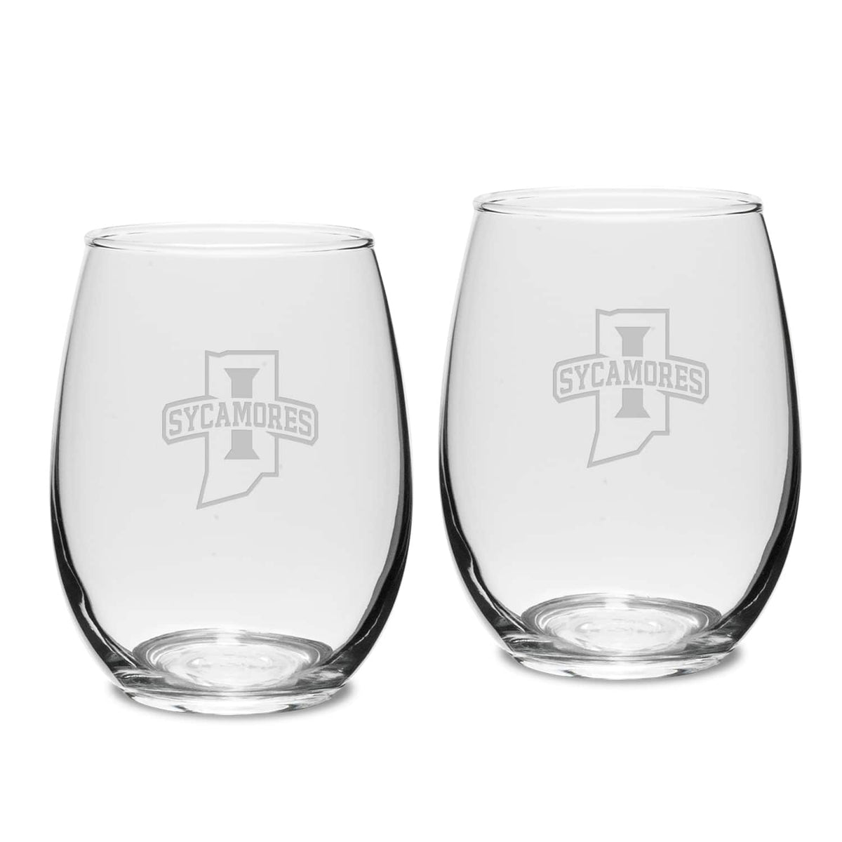 Jardine - Indiana State Sycamores 15oz. 2-Piece Stemless Wine Glass Set - Multicolor