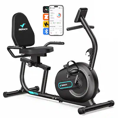 MERACH - Recumbent Exercise Bike with Bluetooth, LCD, Heart Rate Monitor, and Magnetic Resistance for Home & Seniors