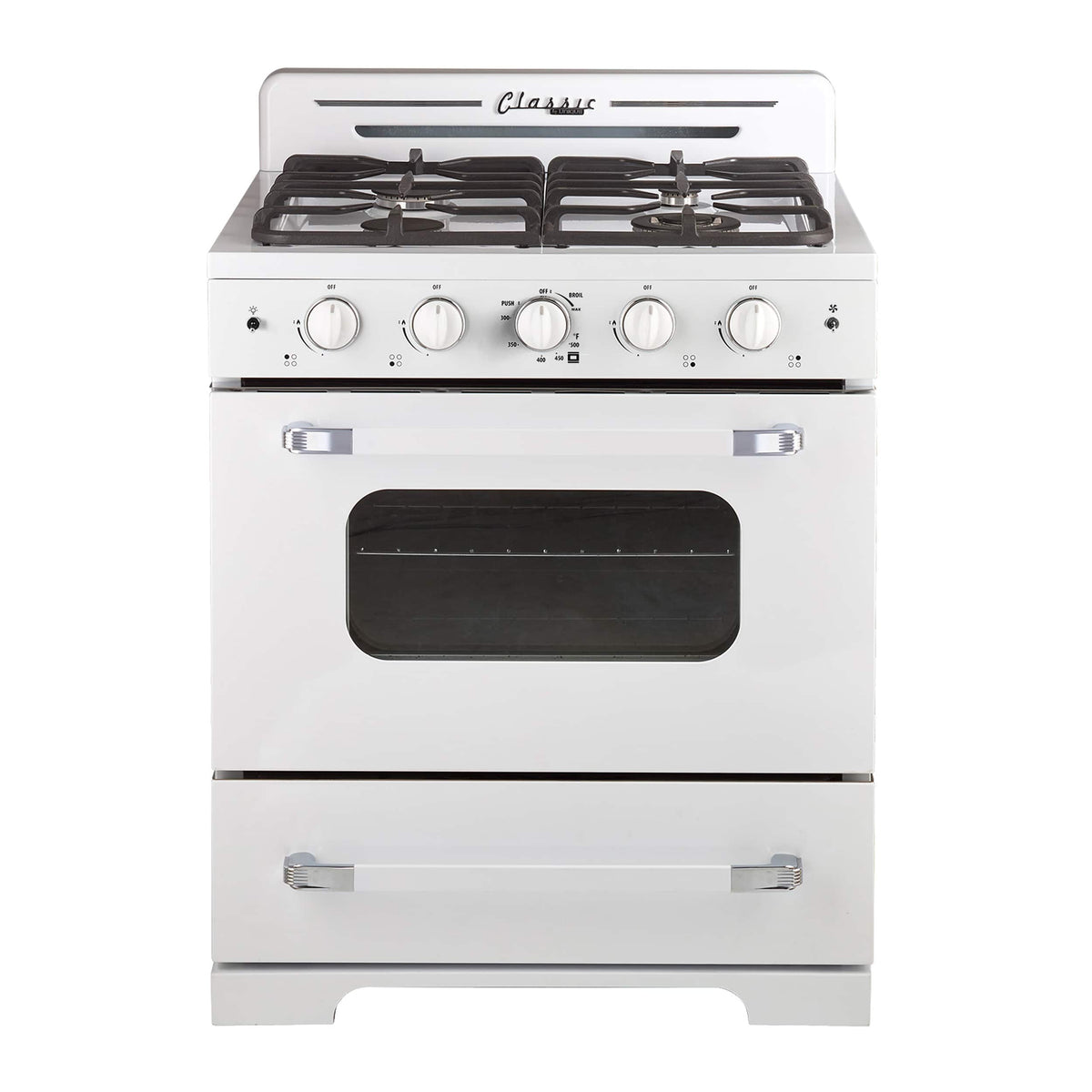 Unique Appliances - 30 in. Wide 4 burner Classic Retro 3.9 Cu. Ft. Freestanding Gas Convection Range - Marshmallow White
