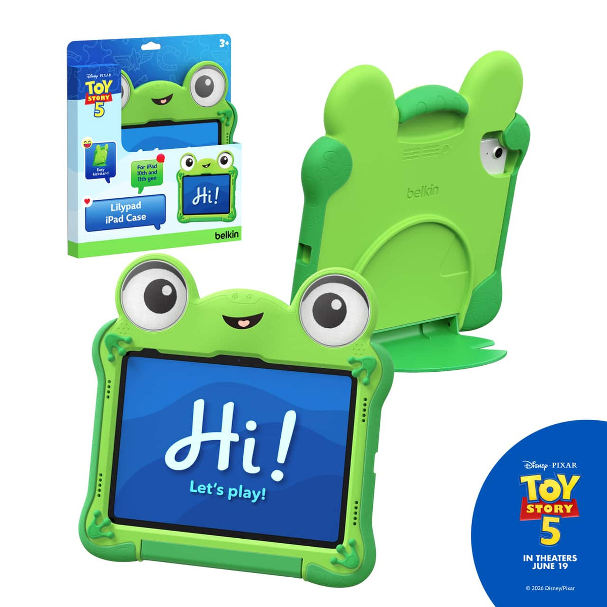Belkin - Disney Pixar Toy Story 5 Lilypad Inspired iPad Case (11th Gen 2025, 11" / 10th Gen 2022, 10.9") with Handle & Kickstand - Green
