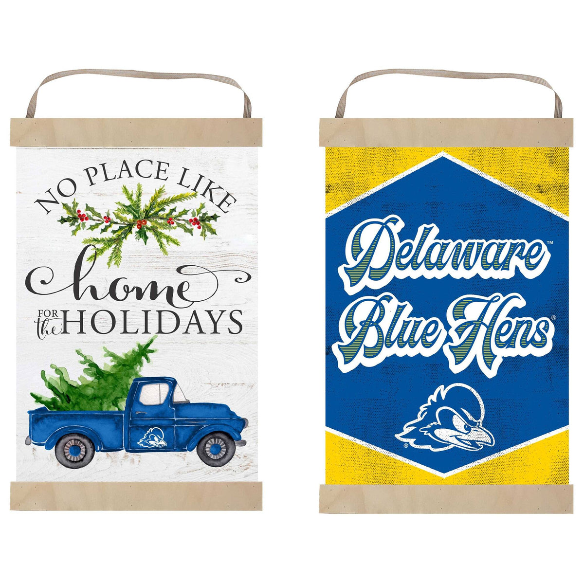 Jardine - Delaware Fightin' Blue Hens 12" x 20" Reversible Banner Sign - White