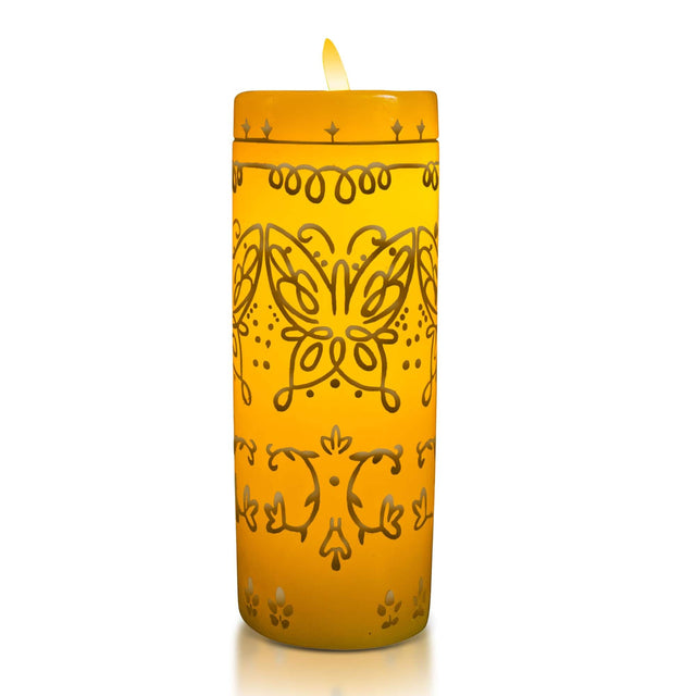 Front. Disney - Disney Encanto Alma's Miracle LED Flameless Candle Replica | 8 Inches Tall - Yellow.
