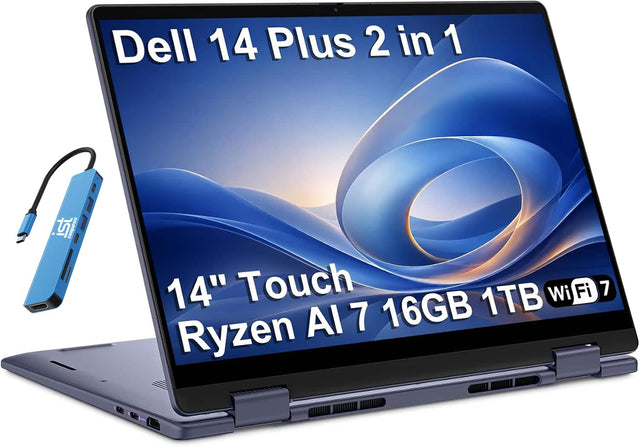 Dell 14 Plus 2 in 1  
14" Touch 1TB Wi-Fi 7 AI 7 16GB Ryzen