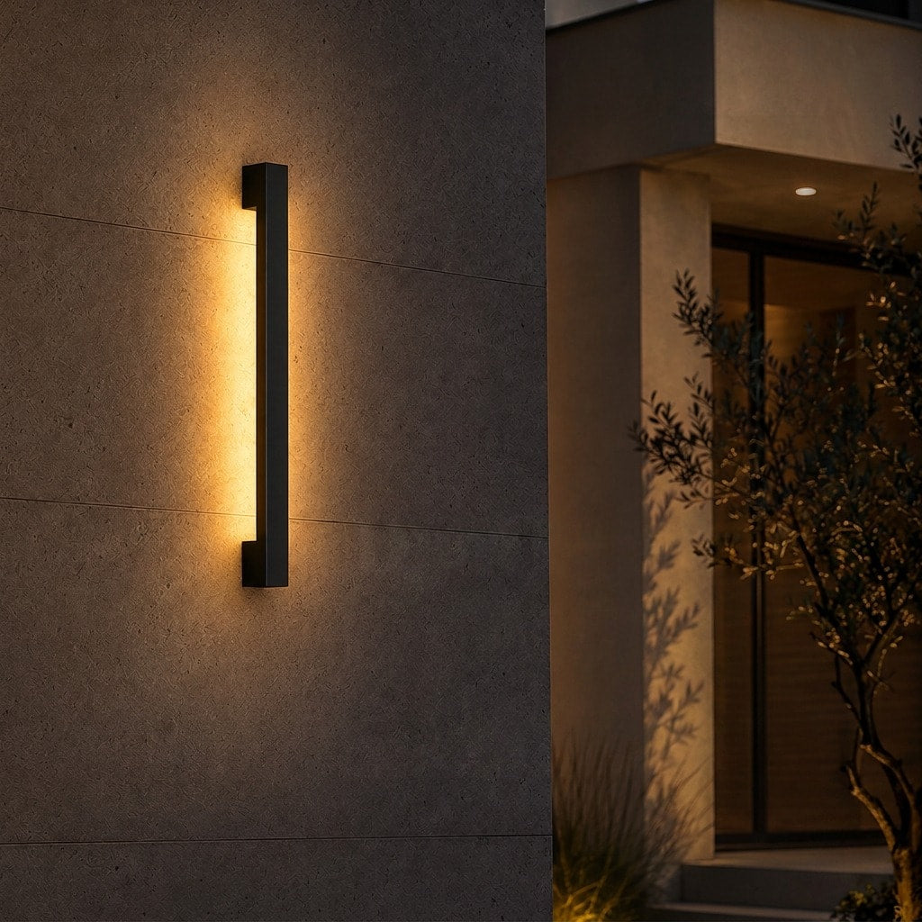 LEEKI - Modern Outdoor LED Slim Linear Wall Sconce – Adjustable 3000K/5000K/6000K Color Temp, Ultra-Slim 1.5" Weatherproof Light - Black