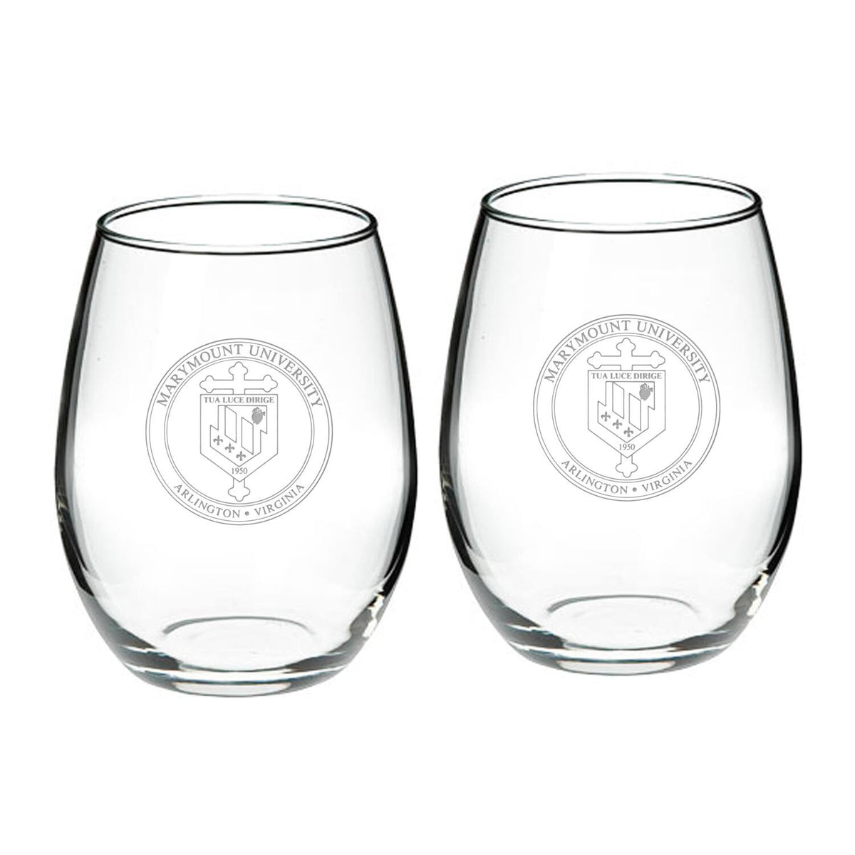 Jardine - Marymount Saints Team Graphic Two-Piece 21oz. Stemless Wine Glass Set - Multicolor