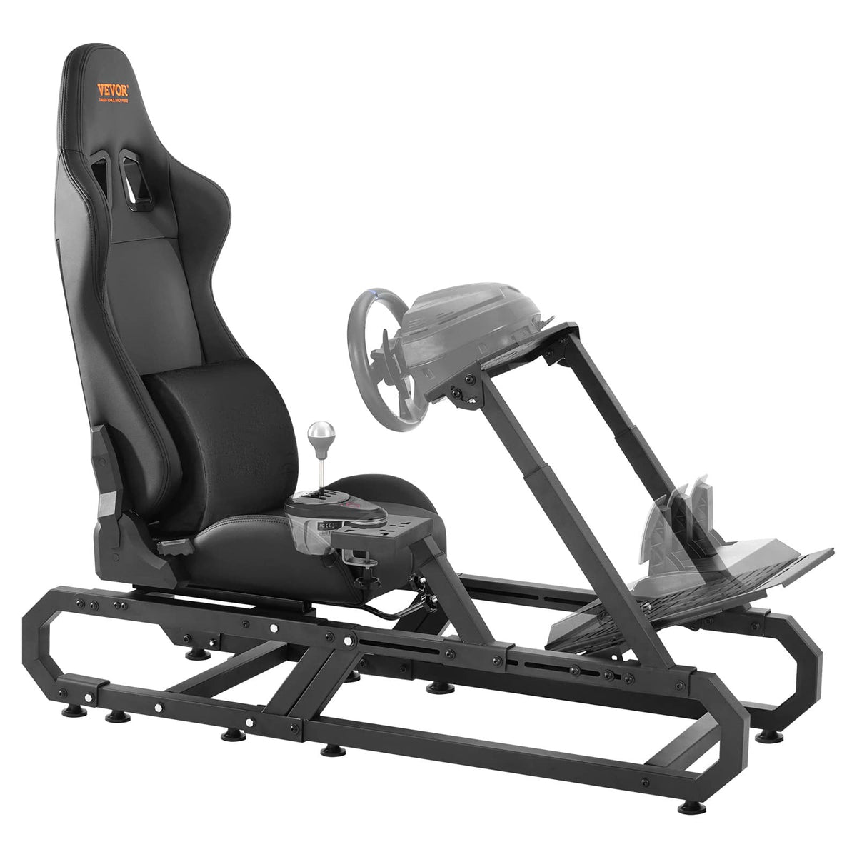 VEVOR - Racing Wheel Stand For Logitech G923/G920/G29, Heavy Duty Steel Driving Simulator Cockpit-Thrustmaster T248P - Black