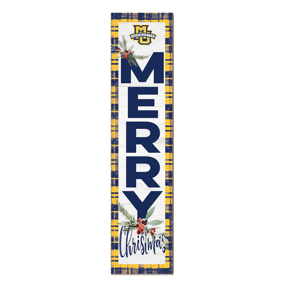 Jardine - Marquette Golden Eagles 12'' x 48'' Outdoor Merry Christmas Leaner - White
