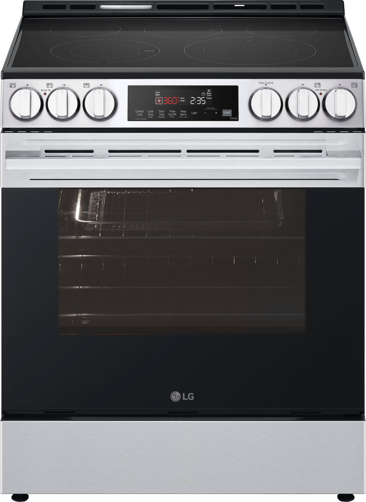 LG - 30-in Wide 6.3 Cu. Ft. Slide-In Electric True Convection Smart Range with 5 Elements, Air Fry and Flex Control Knobs - Stainless Steel