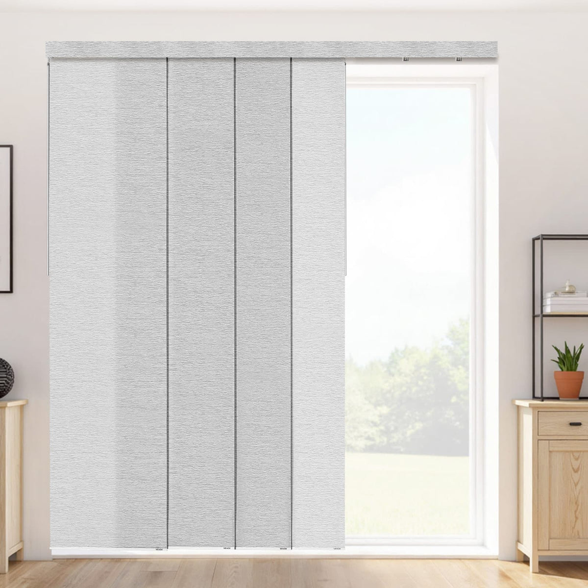 VEVOR - Panel Track Blinds,Extendable Track from 45.8 in to 86 in W,Trimmable Panel Curtains Up to 96 in H,Vertical Panel Blinds - Gray