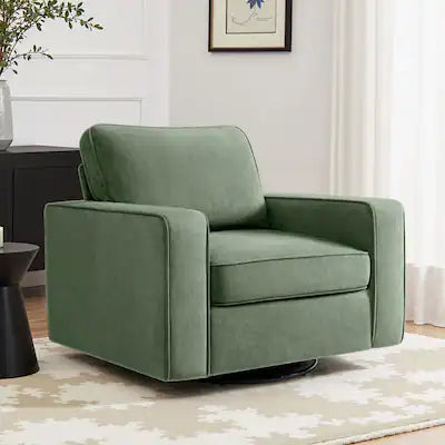 Brick Attic - 36.2"Wide Swivel Accent Chair,360° Rotation Upholstered Comfortable Cushioned Seating, Pillowback Glider Rocking Chair