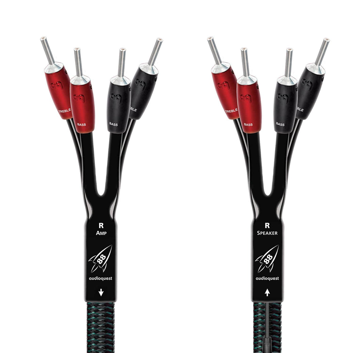 AudioQuest - Rocket 88 10' Single BiAmp Speaker Cable with Banana > Banana - Green on Black