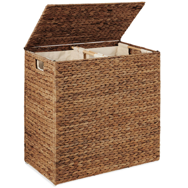 Front. Best Choice Products - Best Choice Products X-Large Laundry Hamper W/ Lid, Woven Hyacinth Laundry Basket W/ Liner, 53 Gallon (200L) - Chestnut - Chestnut.