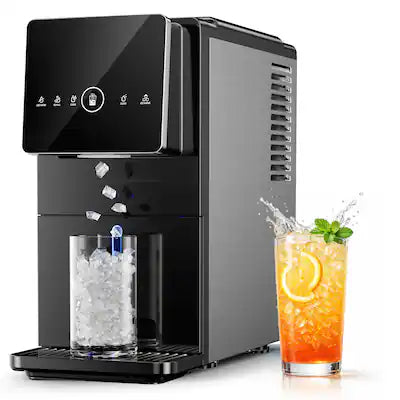 Ecozy Chillio - Nugget Ice Maker Dispenser, 40 lbs/24H Chewable Pebble Ice Machine, Pull-Out Water Tank, One-Touch Self-Cleaning