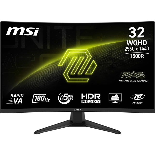 msi 32 mITE 2560 WQHD 1440 X 1500R A  MAG MSI ARSENAL GAMING RAPID 5 ms HDR F 180 Hz O GTG O VA READY AI-VISION msi