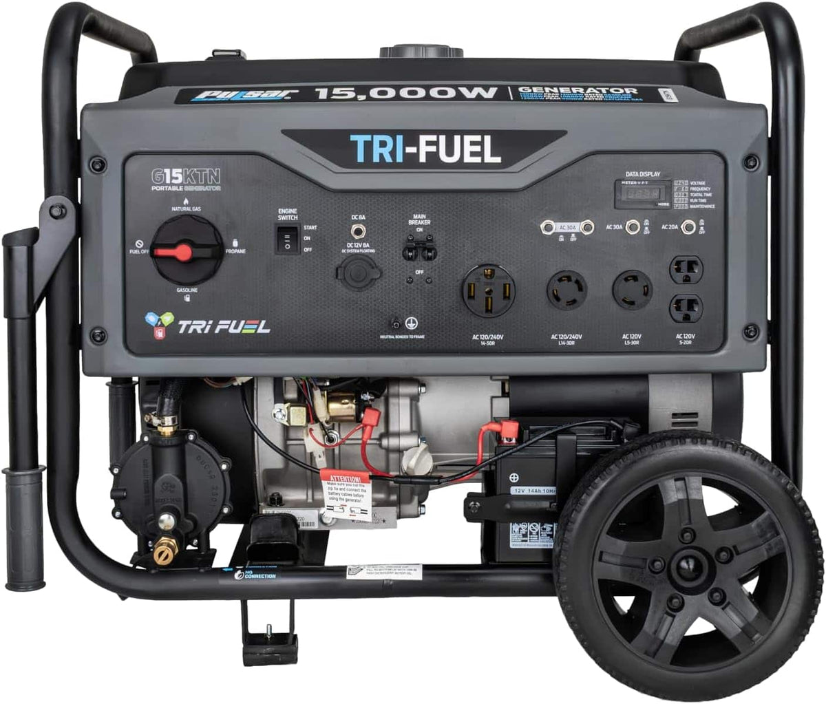 Pulsar - 15,000W Tri-Fuel Portable Generator 550cc Engine with Electric Start, G15KTN