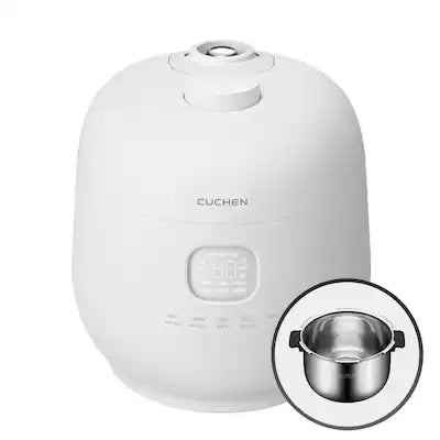 cuchen - Full Stainless Inner Pot, Induction Heating Dual Pressure Rice Cooker 6 Person, 6-cup (uncooked) Made in Korea