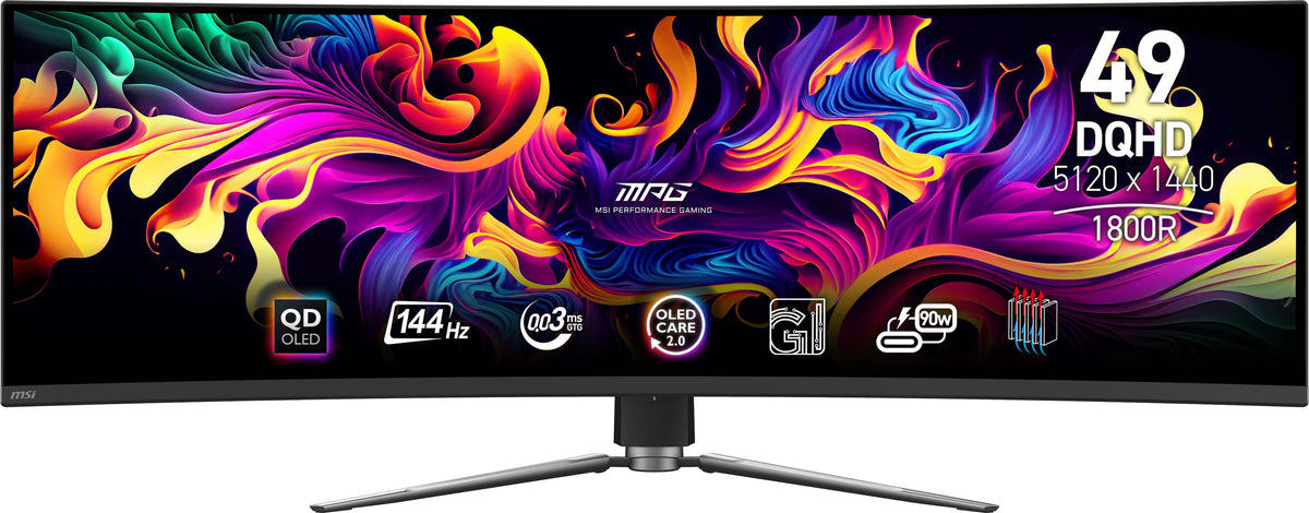 MSI - MPG 491CQP QD-OLED 49" DQHD Curved OLED 144Hz 0.03ms Gaming Monitor FreeSync Premium Pro and TB 400 (HDMI, DP, USB-C) - Black