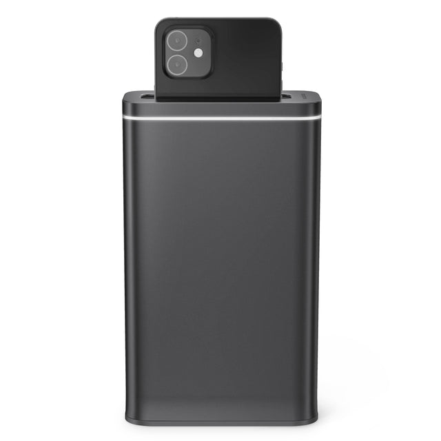 Front. simplehuman - Cleanstation Phone Sanitizer with UV-C Light - Slate Stainless Steel.