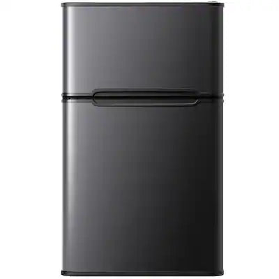 SIMZLIFE - 3.2 Cu ft Two-Door Mini Refrigerator with Freezer, Compact Design & Adjustable Removable Shelves