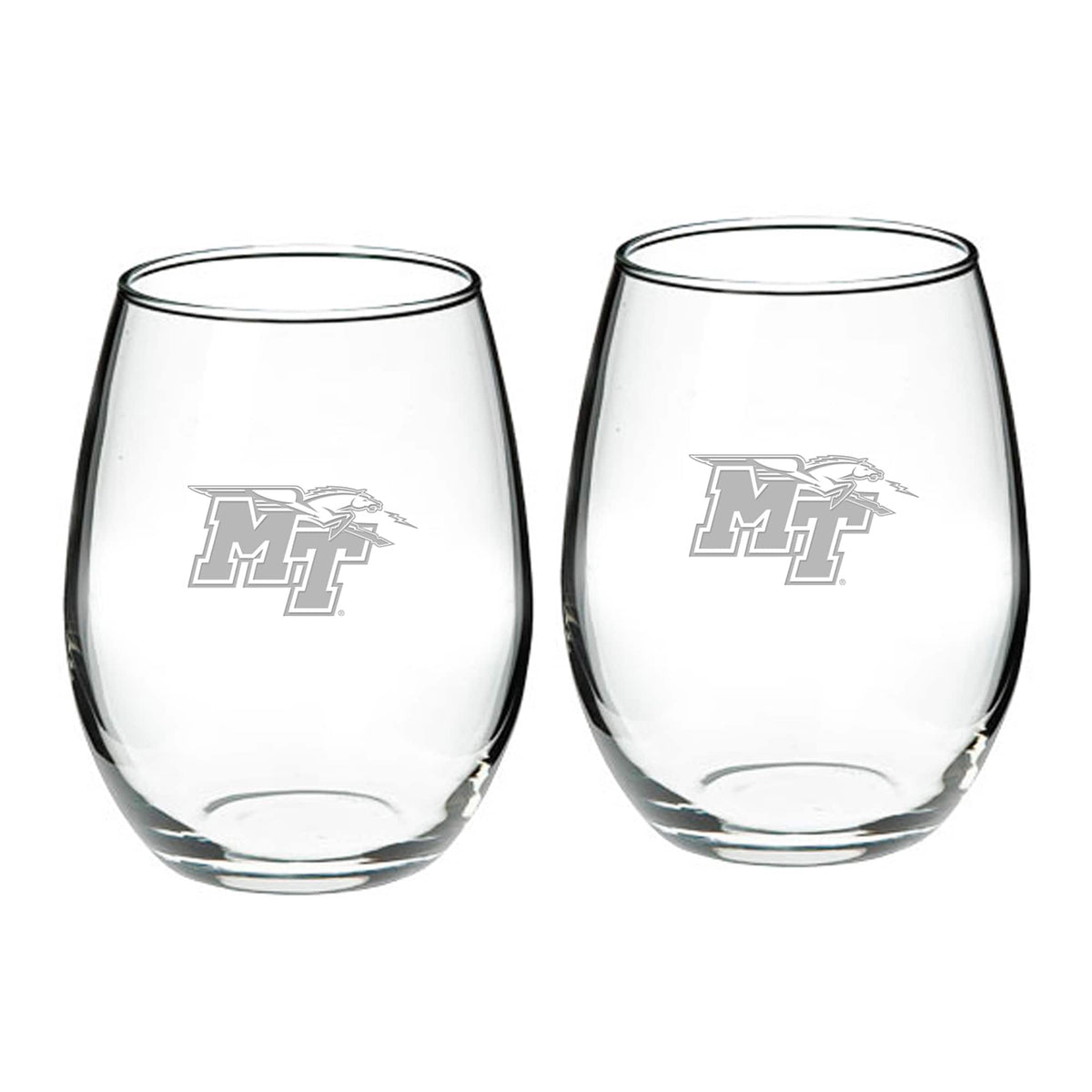 Jardine - MTSU Blue Raiders 2-Piece 21oz. Stemless Wine Glass Set - Multicolor