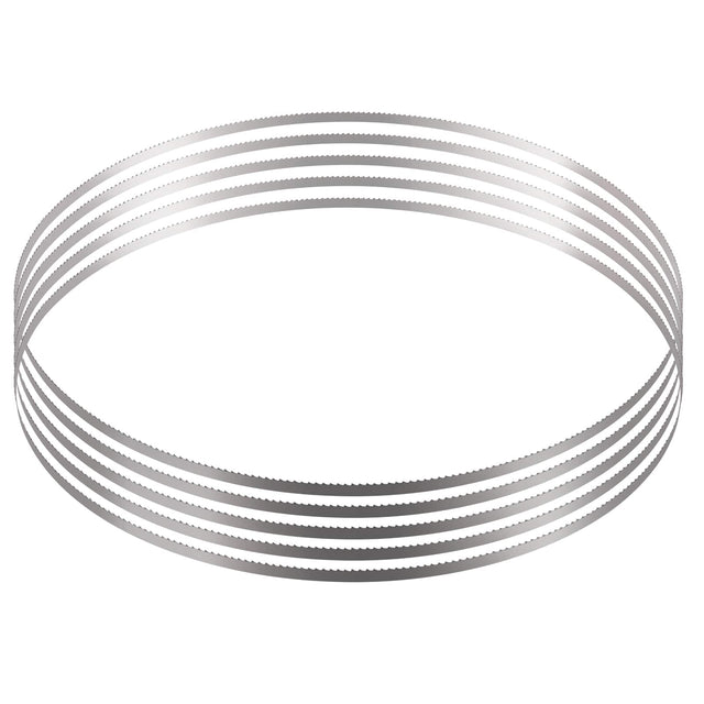 Front. VEVOR - Band Saw Blade, 83.5x0.63x0.02 inch, 5 PCS/Pack Meat Bandsaw Blades for Replacement, Carbon Steel Blade - Silver.