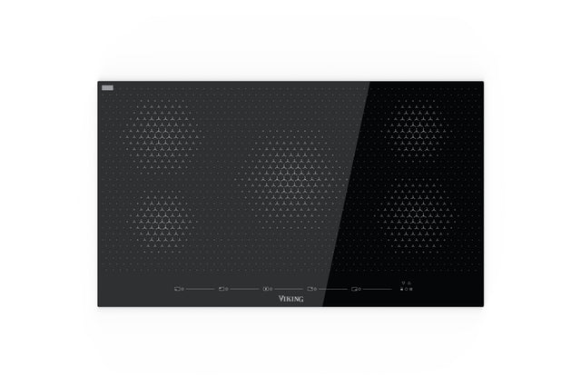 Front. Viking - 36 in. Wide 5 Element RVL Built-in Induction Cooktop - Black Glass.