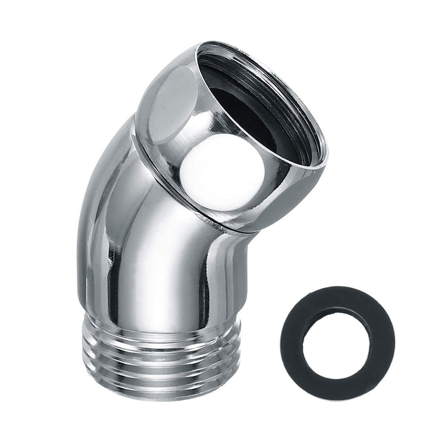 Front. Unique Bargains - Shower Arm Elbow Adapter, 135° G1/2 Connector Universal Shower Head Extension for Bathroom Handheld Wall-mounted, Short - Silver.