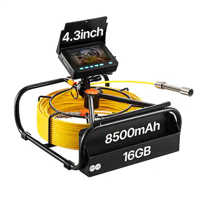 VEVOR - Sewer Camera, 164ft/50M 4.3" Pipe Drain Inspection Camera with DVR Function & Snake Cable, Waterproof IP68 Borescope