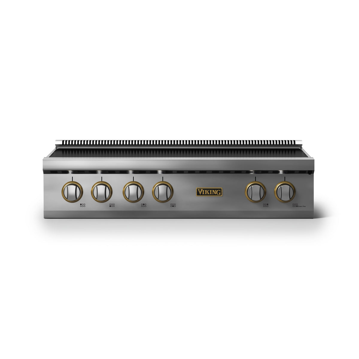 Viking - 36 in. Wide 6 Element Electric Rangetop - w/Brushed Brass - Stainless Steel