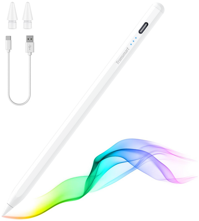 Front. Tronsmart - Kreda 10 Active Stylus Pen, Digital Pencil for Apple iPad 2018-2025, iPad Pro, iPad Air & iPad mini, Tilt Sensitivity - White.