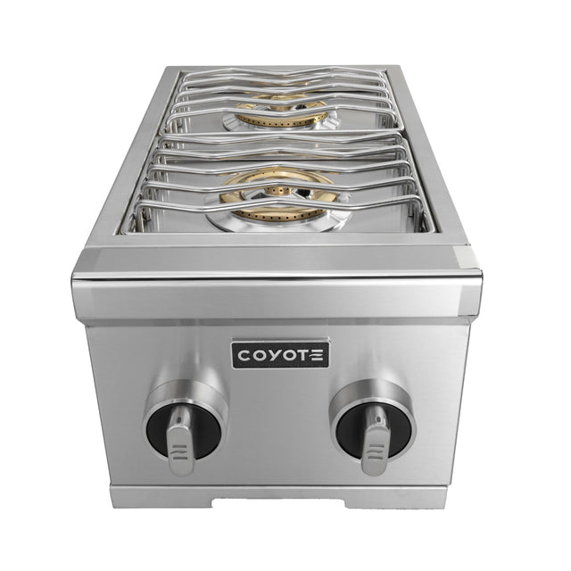 Front. Coyote - Coyote 12" Built-In Gas Double Side Burner (NG) - Stainless Steel.