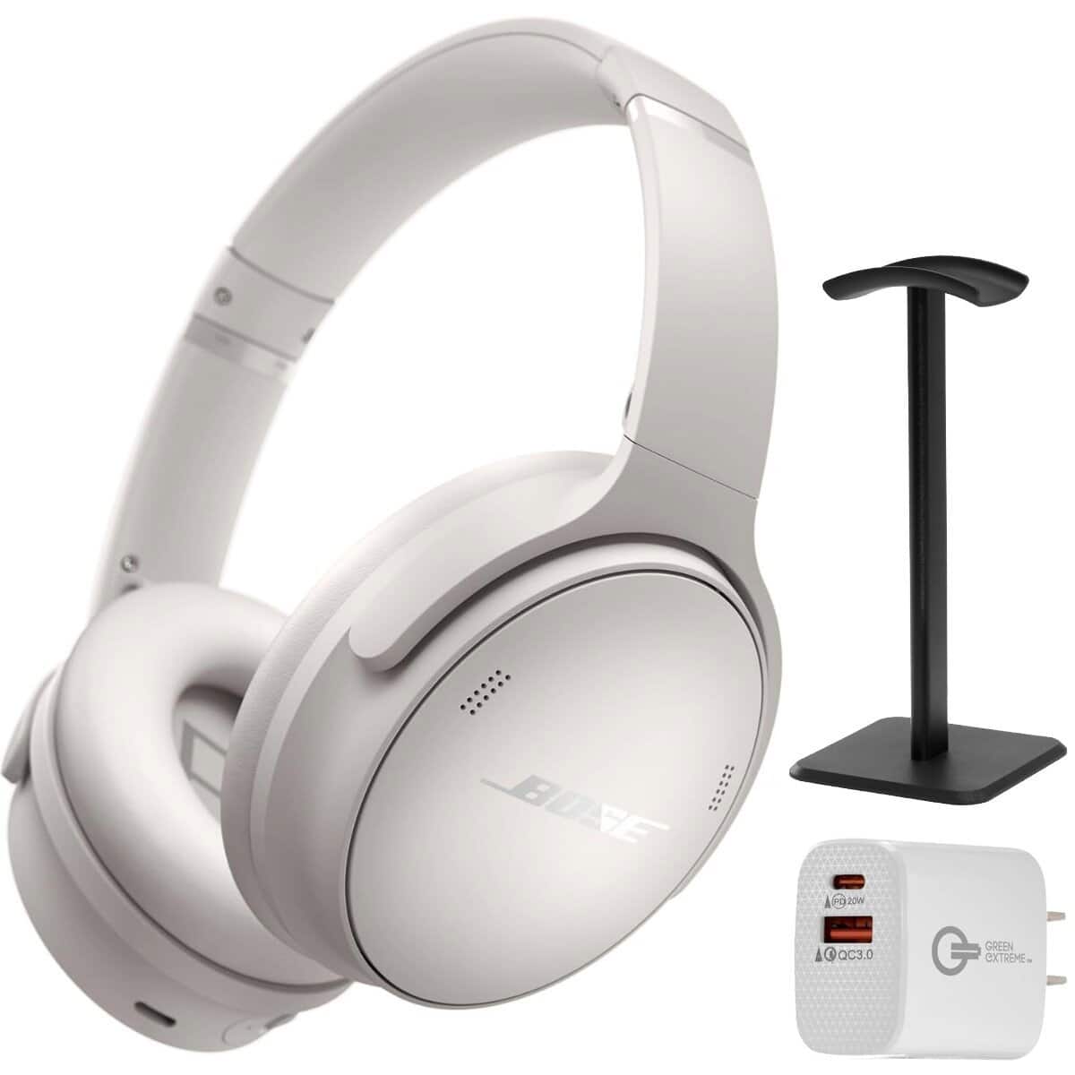 Bundle - Bose - QuietComfort Wireless Noise Cancelling Over-Ear - White Smoke