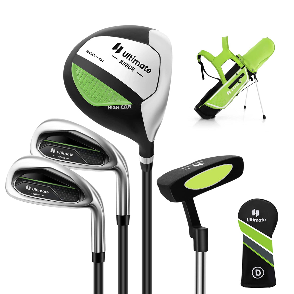 Costway - Kids Golf Practice Set Junior Complete Golf Club Set for Kids Age 8-10 Years Old - Green