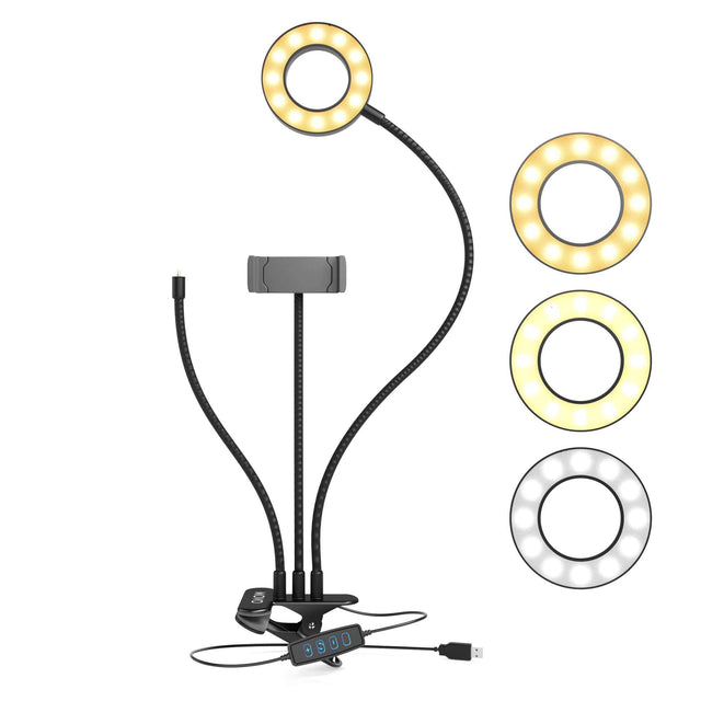 Front. MOVO - Movo VGC-3 Selfie Ring Light Stand with Cell Phone Holder and Third Flexible Arm with a 1/4" Mount for Microphones.