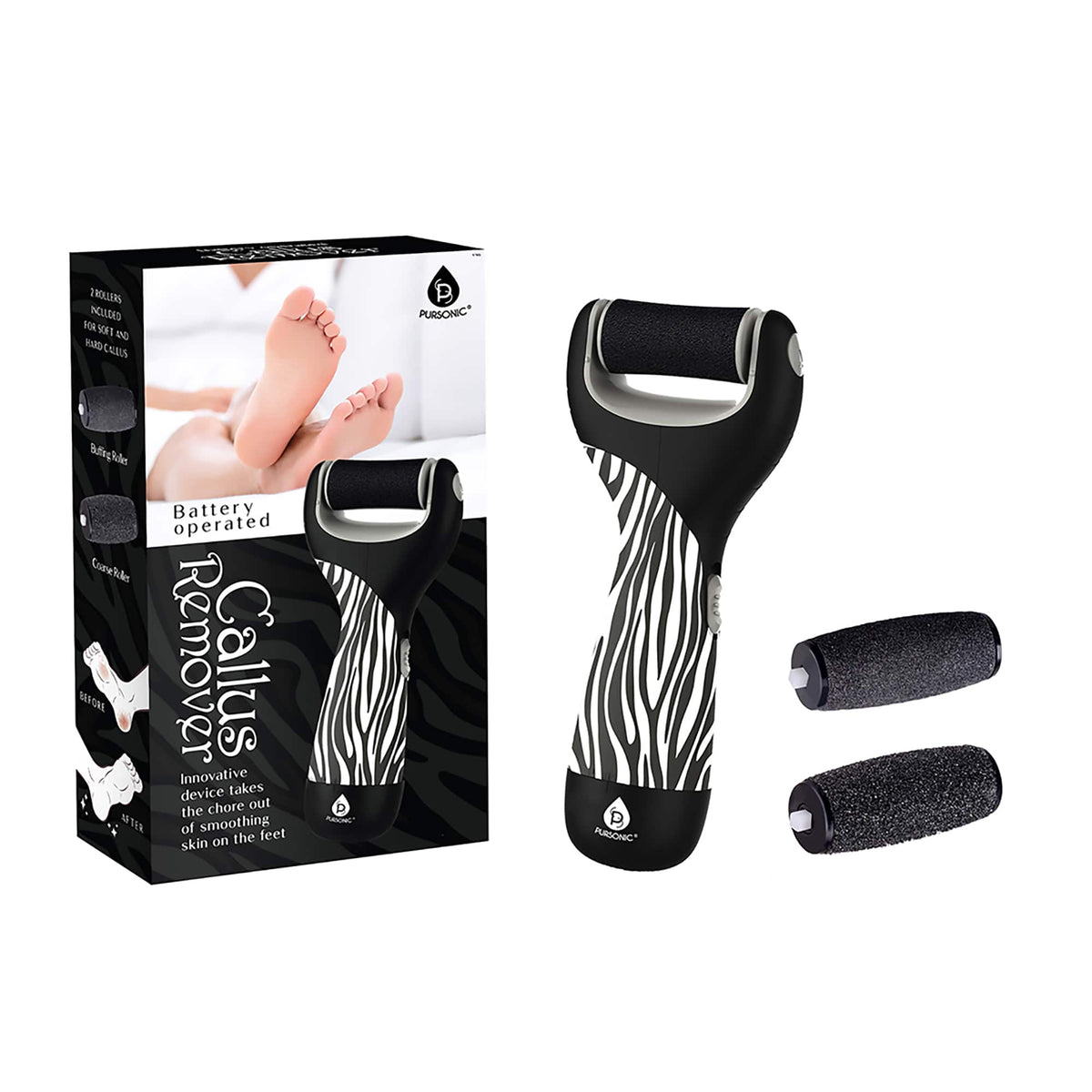 Pursonic - Pedi Perfect Foot File Battery Operated Callus Remover Tool - Multicolor