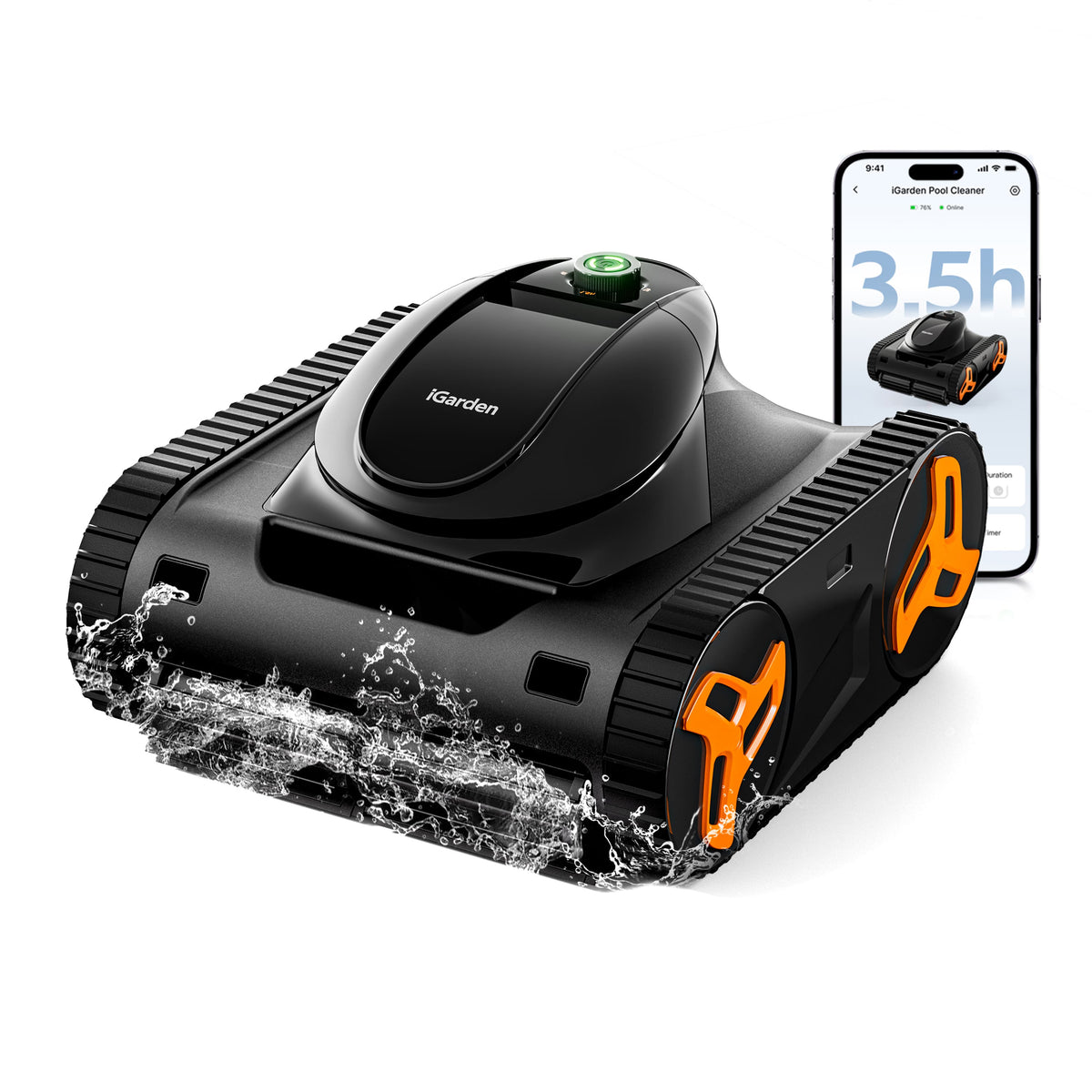 iGARDEN - Robotic Pool Cleaner KN Series, Automatic Pool Vacuum, Pool Robot with Smart 3D Navigation, 210 Min Runtime
