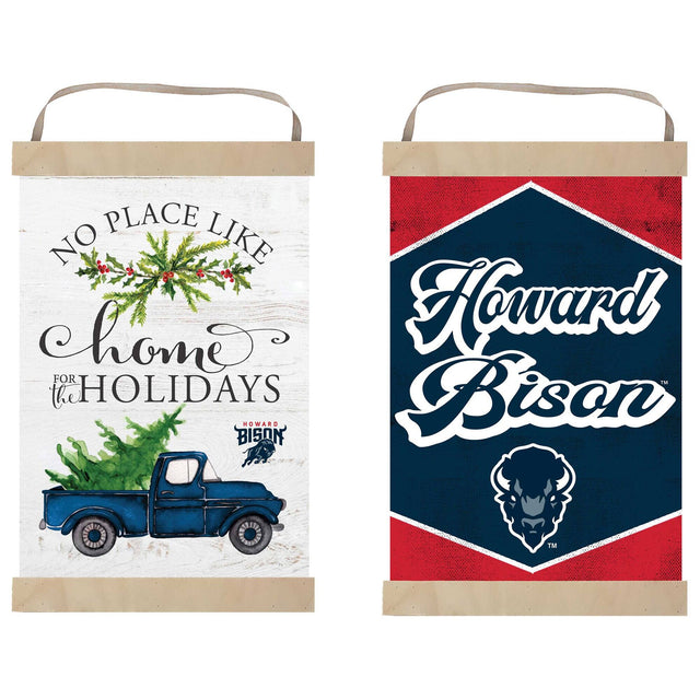 **Left Bag:**
- NO PLACE LIKE
- Home
- FOR THE HOLIDAYS
- HOWARD BISON

**Right Bag:**
- Howard Bison