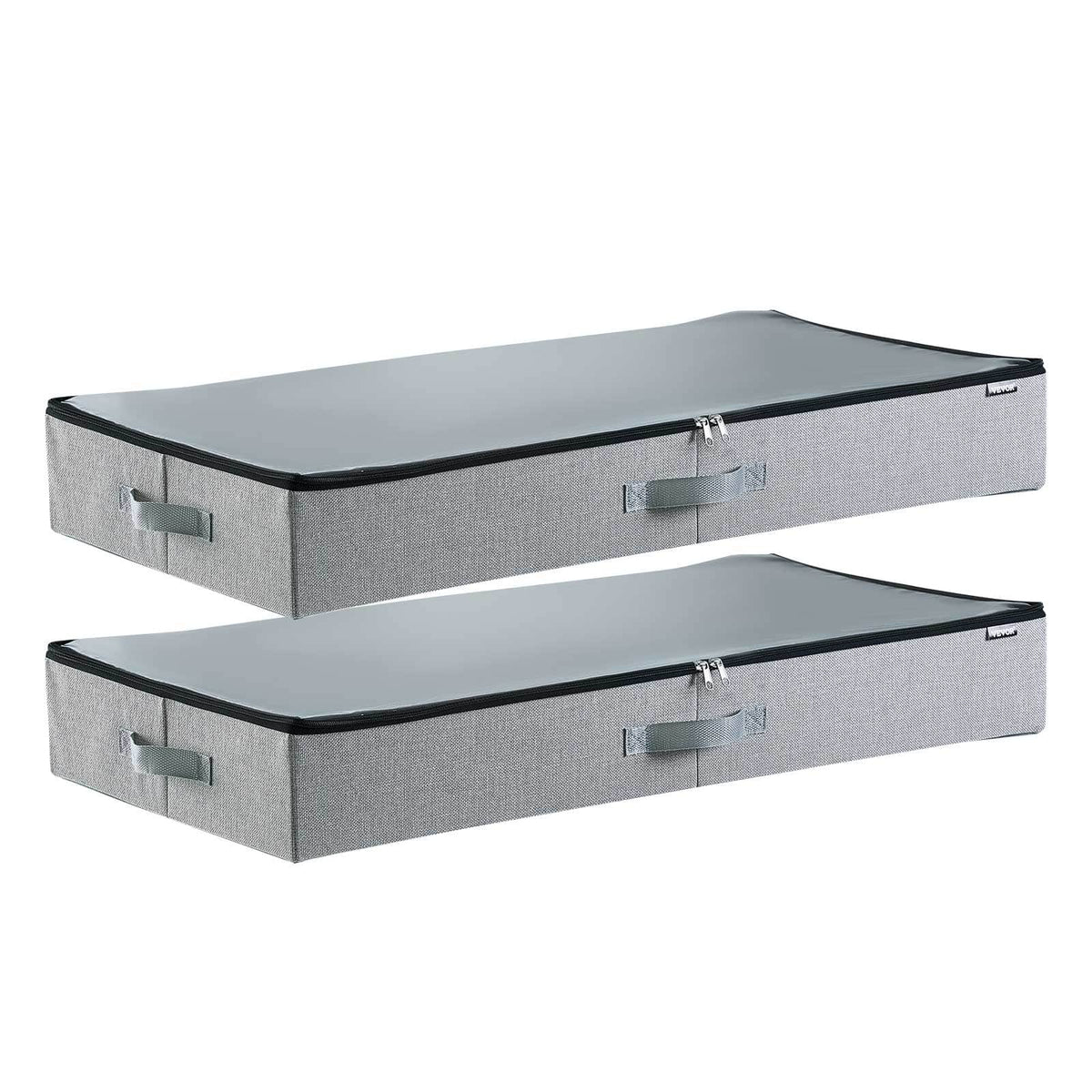 VEVOR - Under Bed Storage with Clear Lids,33.5 x16.9 x 4.7 Inch,45L Large Storage Containers,Low Profile Under Bed Drawer,2 Pack - Gray