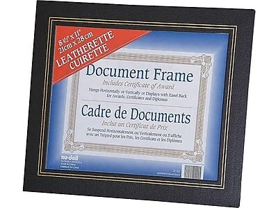 Nu-Dell - Plastic Certificate Frames, Leatherette, 2/Pack - Black