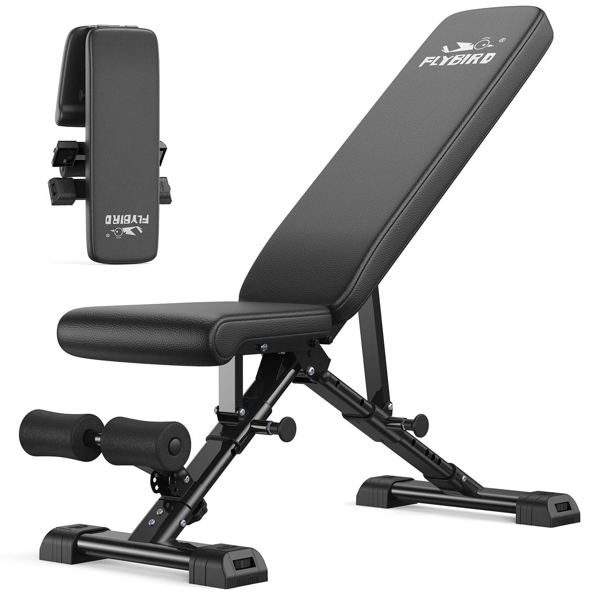 FLYBIRD - WB5 Weight Bench, ASTM-Certified 800LBS Adjustable Weight Bench Workout Bench Foldable for Home Gym - Black